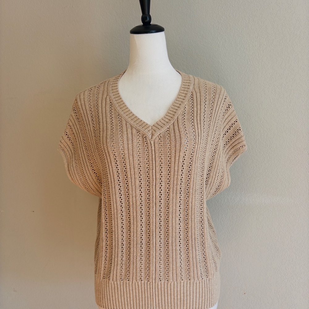 Joie Beige V-Neck Knit Sweater